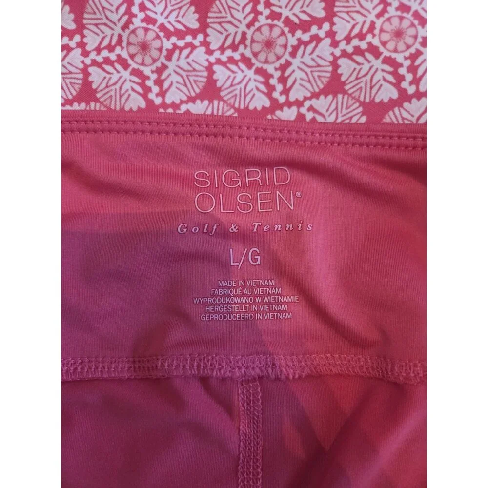 Sigrid Olsen Pink White Pleated Tennis Golf Mini Dress W Shorts Mandala M NWOT - Picture 11 of 11